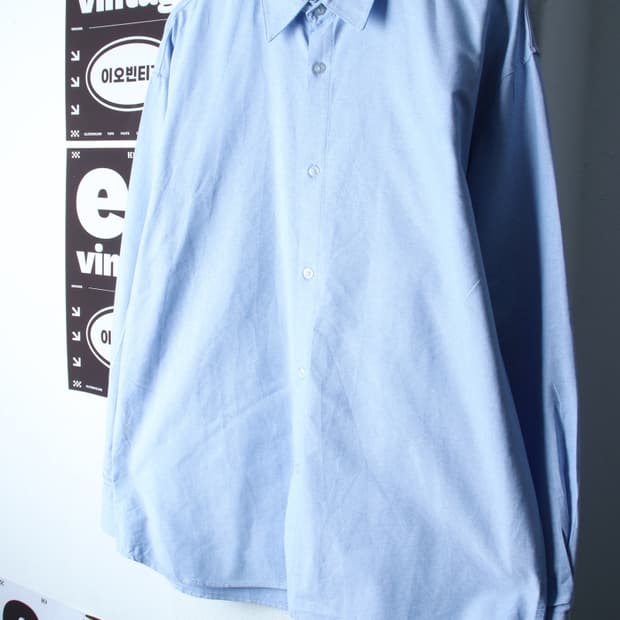 (M-XL) 키뮤어 셔츠 남방 연블루 무지 소라 아메카지-H34269
