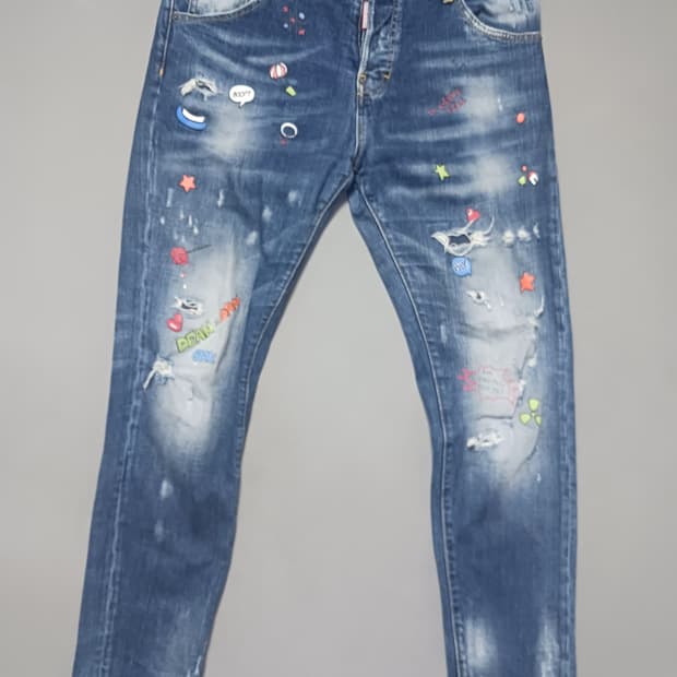 [36] 디스퀘어드2 멀티아트 페인팅 슬림진 청바지