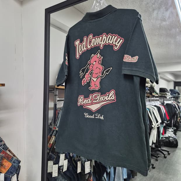 00s Ted Company 'Red Devils' 프린트 폴로 셔츠