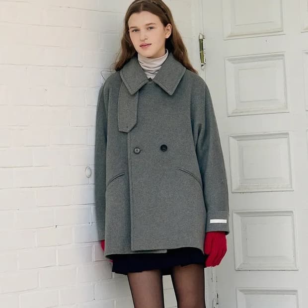 [실착1] 드로우핏 우먼 울 하이넥 하프코트 블랙