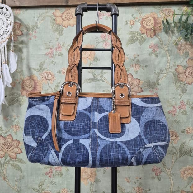 코치 2009년 y2k 초희귀템 시그니처 빈티지 데님 숄더백