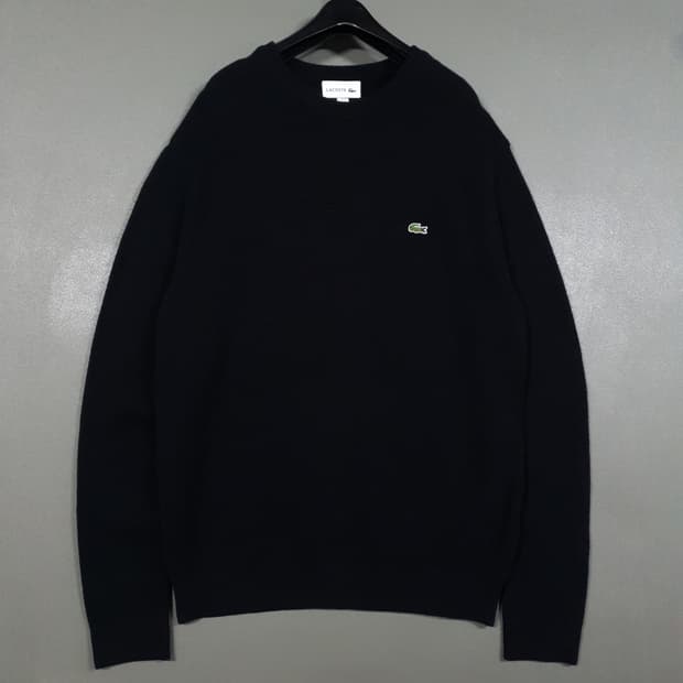 100) 라코스테 신형 크록 라운드넥 풀오버 니트 스웨터 블랙