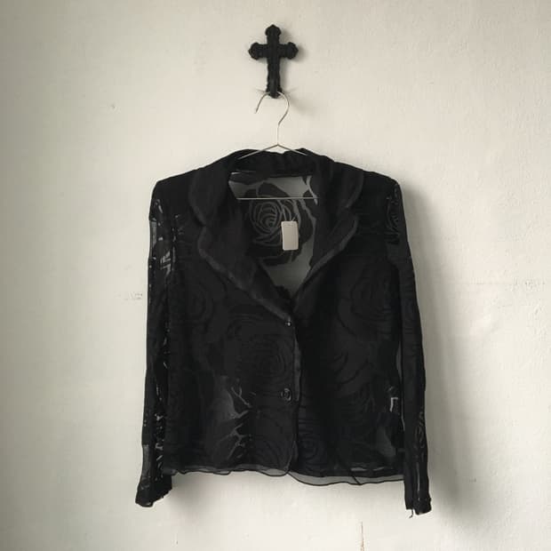 Flower pattern see through jacket