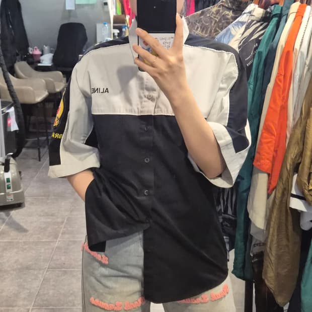 [NO.9] 빈티지 펑키 캐나다 왕립군인회 다트팀 반팔셔츠