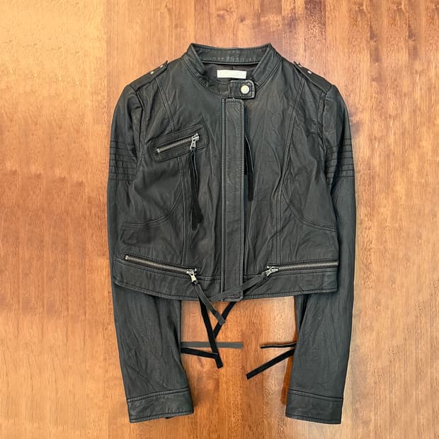 Y2K 그런지 페이크 레더 숏 자켓