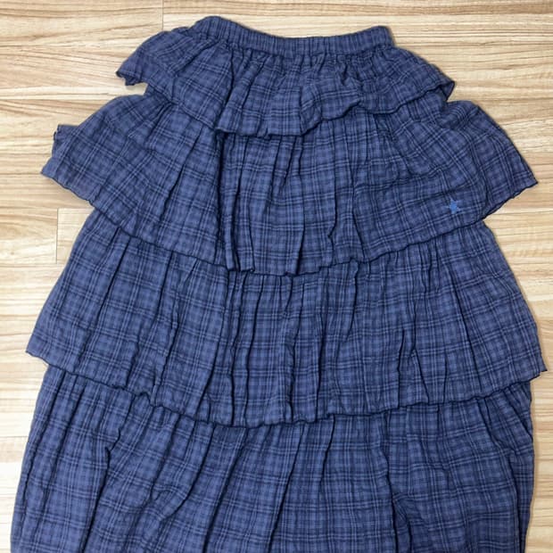 웹하우스 트위스터 체크 티어드 스커트 네이비