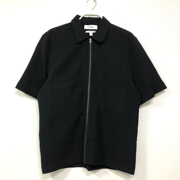 COS 코스 남성 시어서커 반팔 카라 집업 XL _ 블랙