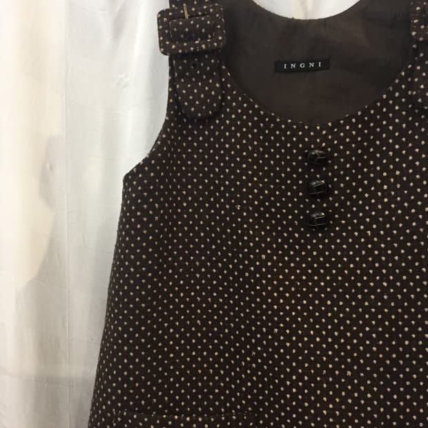 Ingni 잉그니 라떼갸루 하구미 브라운 도트 원피스