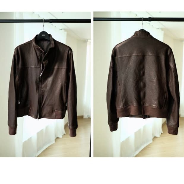 MISKIU 레더 자켓 브라운