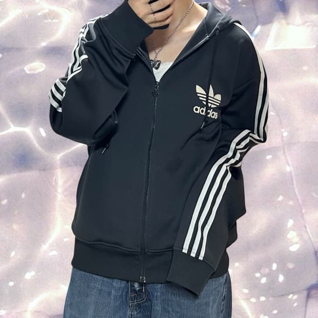 00s 아디다스 플락 후드 집업 져지 블랙 L 100 