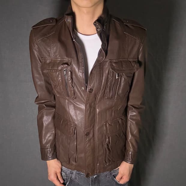 vintage pocket leather jacket