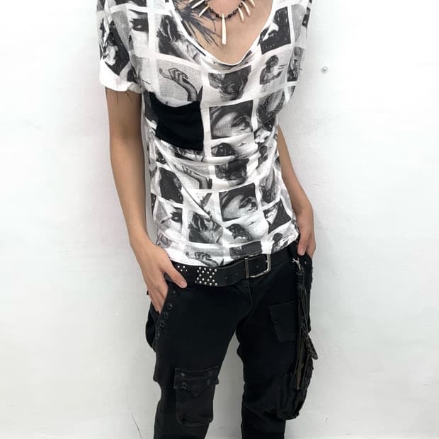 Monochrome collage print top