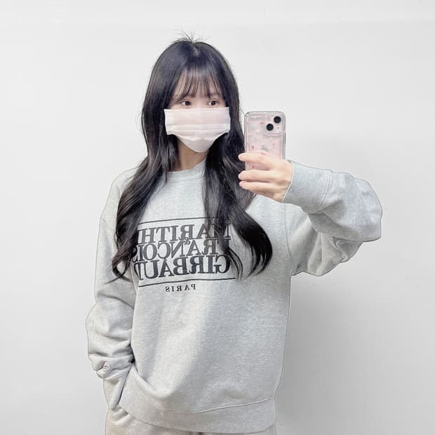 마리떼프랑소와저버 스펠 로고 맨투맨 그레이