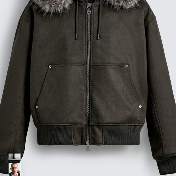 자라 페이크 스웨이드 패딩 점퍼