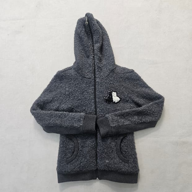 M 블랙앤화이트 여성 뽀글이 후드집업 0316Y