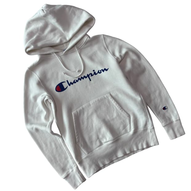 챔피언(Champion) 클래식 스크립트 로고 화이트 후드티