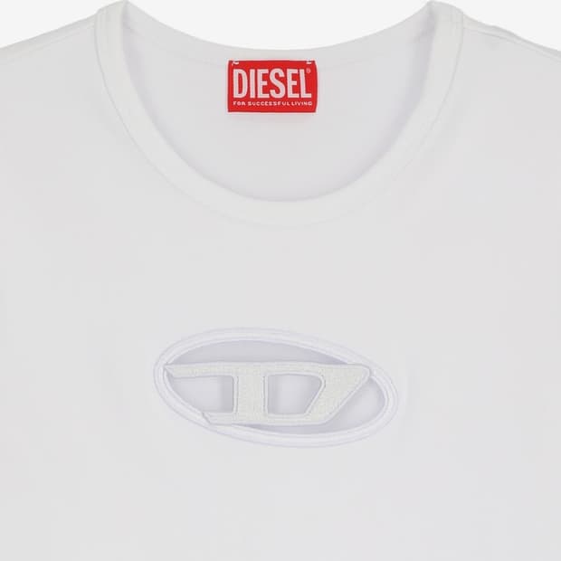 디젤(Diesel) 여성용 T-Angie 피카부 로고 티셔츠 xs