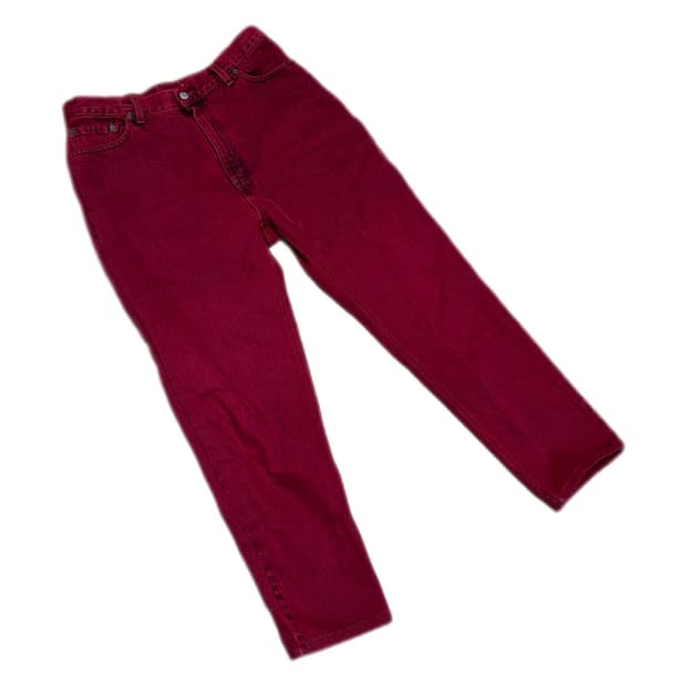 리바이스 550 90s USA 가먼트 다잉 버건디 데님팬츠