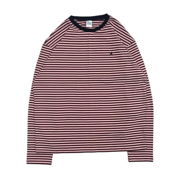 더콜디스트모먼트 tcm 미니로고 스트라이프 롱슬리브 레드핑크