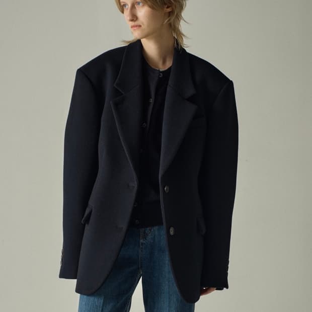 파사드패턴 캐시미어 블레이저 코트 블랙 S