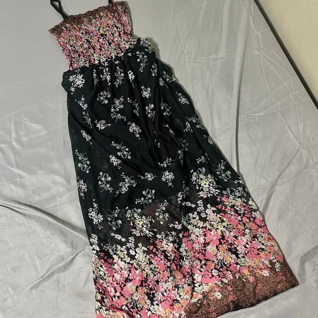 ✨vintage flower pattern drape dress 셔링✨