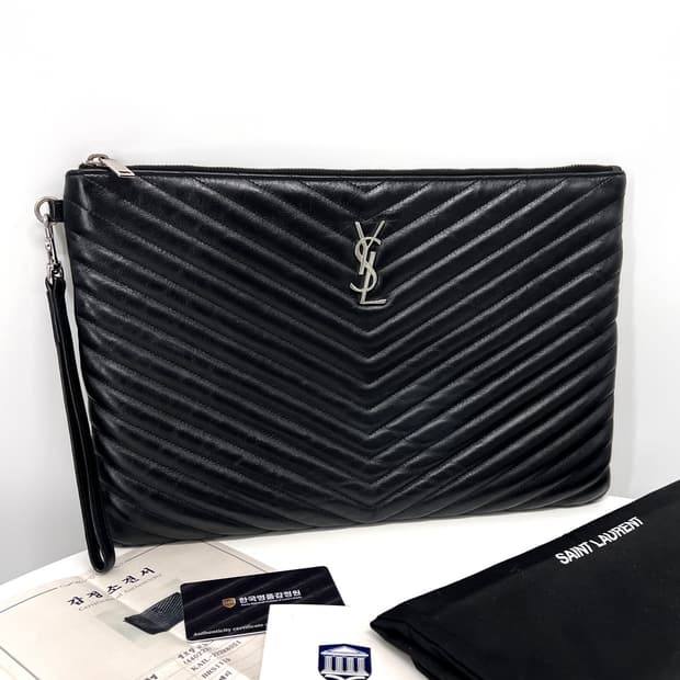 [감정완료] 생로랑 마틀라세 클러치백 라지 블랙 (440222)