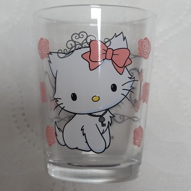 산리오 2005 챠미키티 장미 유리컵 고전키티 빈티지 챠미