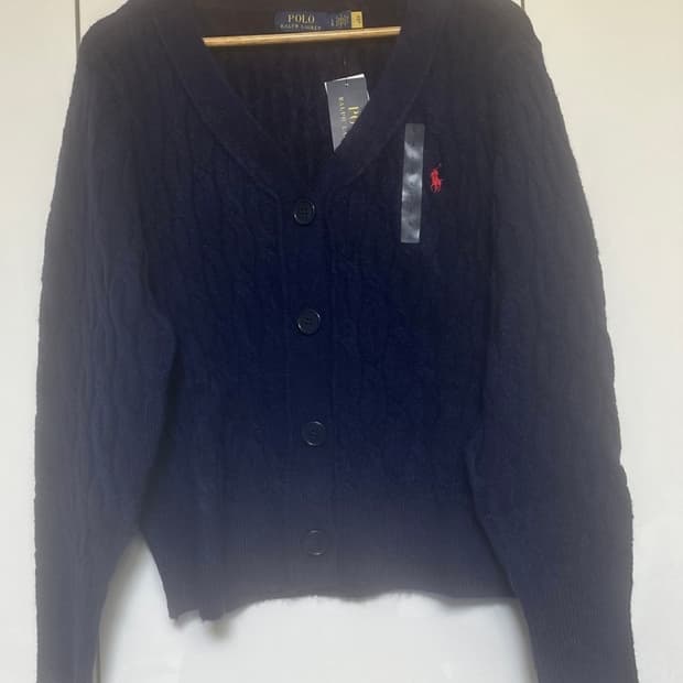 폴로 랄프로렌 블랙 케이블 니트 가디건