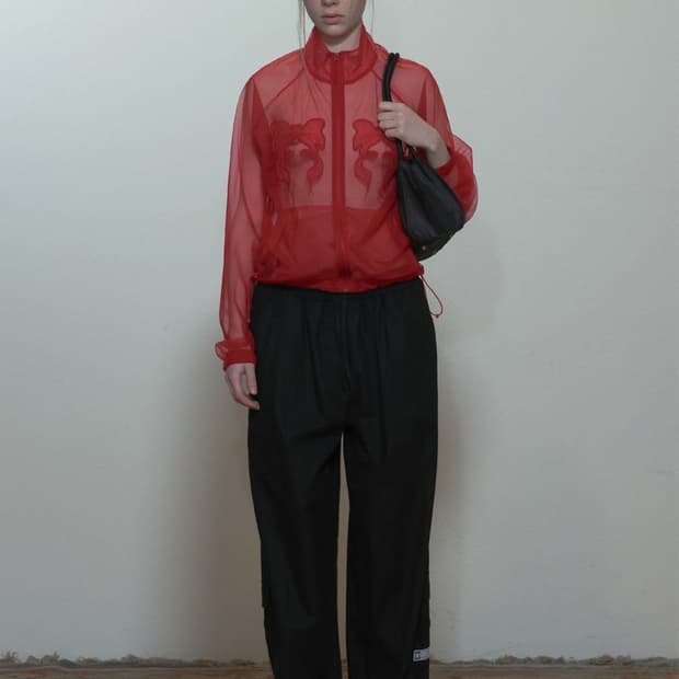 스컬프터 Sheer Zip-Up Jacket Red