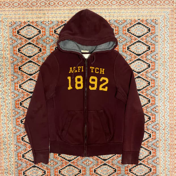 아베크롬비 스펠로고 버건디 기모 후드티셔츠 남성M