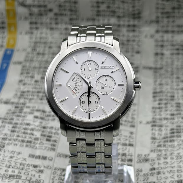[희귀 모델] 세이코 멀티펑션 쿼츠 화이트실버 SCJF009(상태양호)