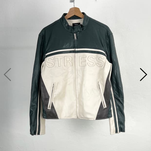 민타임 그린 모터사이클 레더 자켓