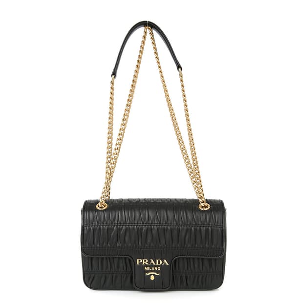 프라다 나파 고프레 체인 숄더백 블랙 플랩 크로스 1BD235