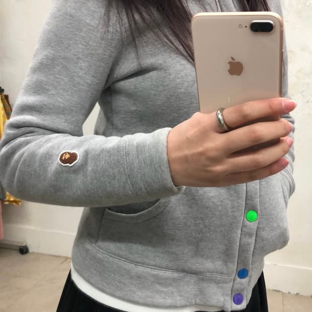 베이프 레인보우 스냅 후드 집업