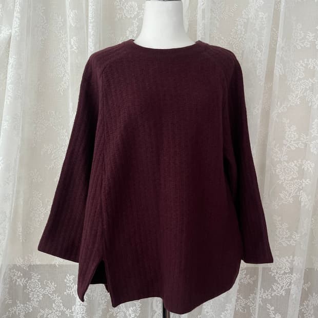 F) 한섬 SJSJ 울 100 루즈핏 니트 버건디