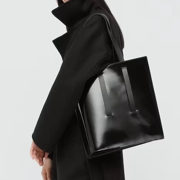 [유니클로/질샌더]  남녀공용 미니멀 가죽 토트백 / os