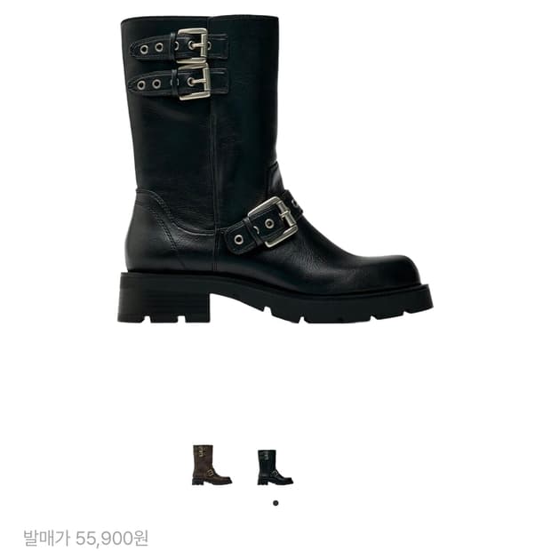 자라 버클 바이커 플랫 앵클 부츠 블랙 230/35W 