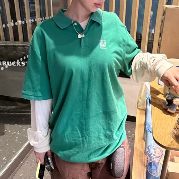 올드 갭 카라 그린 피케 폴로 티셔츠 반팔티