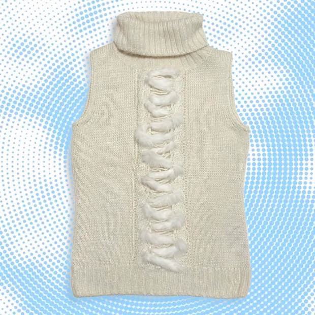 Ivory Turtle Neck Fur knit