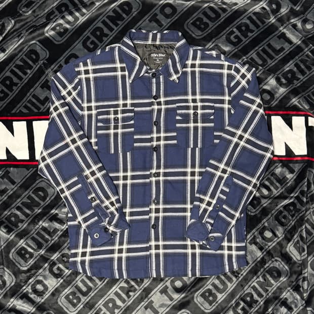 샤카웨어 퀼티드 셔츠 네이비 블루 체크