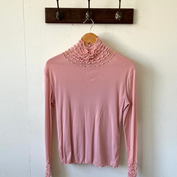 Witn you 인디핑크 프릴넥 터틀넥