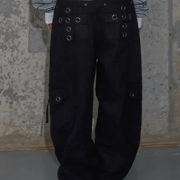 팬시클럽 크로스 포켓 카고 팬츠 (BLACK) F25ZD976