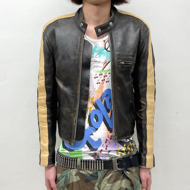 Brown Leather Biker Jacket 