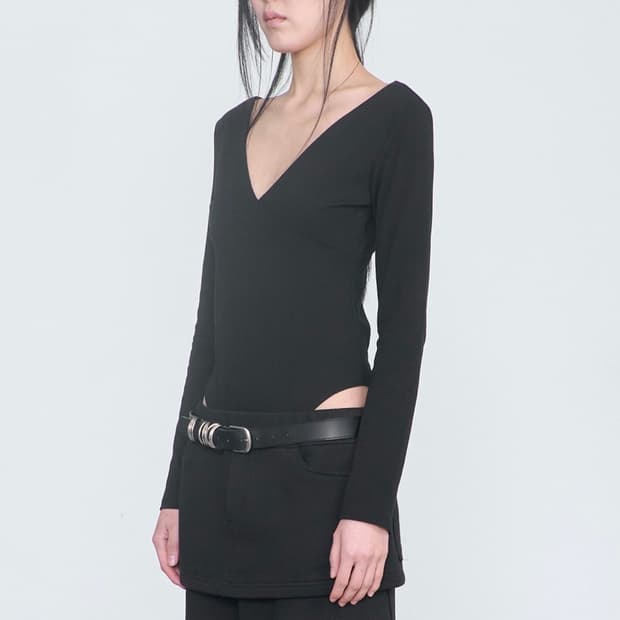 세릭) V-Neck Bodysuit BK F