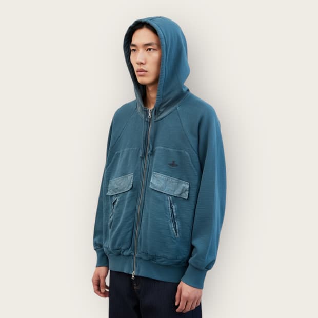 L/ 비비안웨스트우드 맨즈 가먼트다이드 후드집업