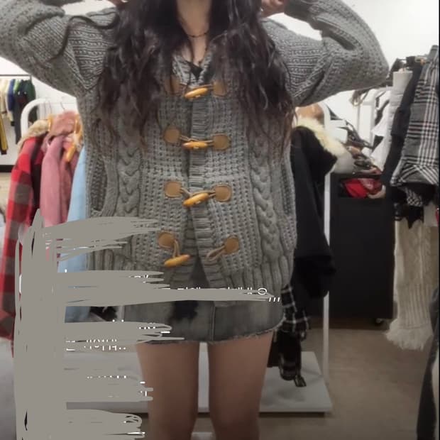 더플 니트 가디건 /떡볶이 꽈배기 니트 가디건 로맨틱 갸루 러블리 미소녀