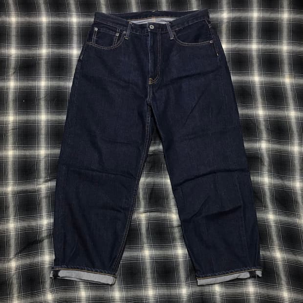 Gu 재팬 와이드 테이퍼드 생지 진청