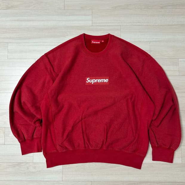 (XL) 슈프림 워시드 박스로고 크루넥 -25ss