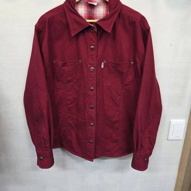 칼하트 여성 빈티지 플란넬 캔버스 셔츠자켓 버건디 xxl 레귤러 