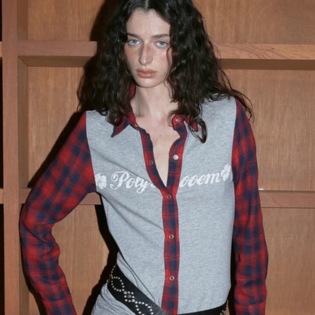 폴리수엠 셔츠 TARTAN CHECK PATCHWORKED SHIRT